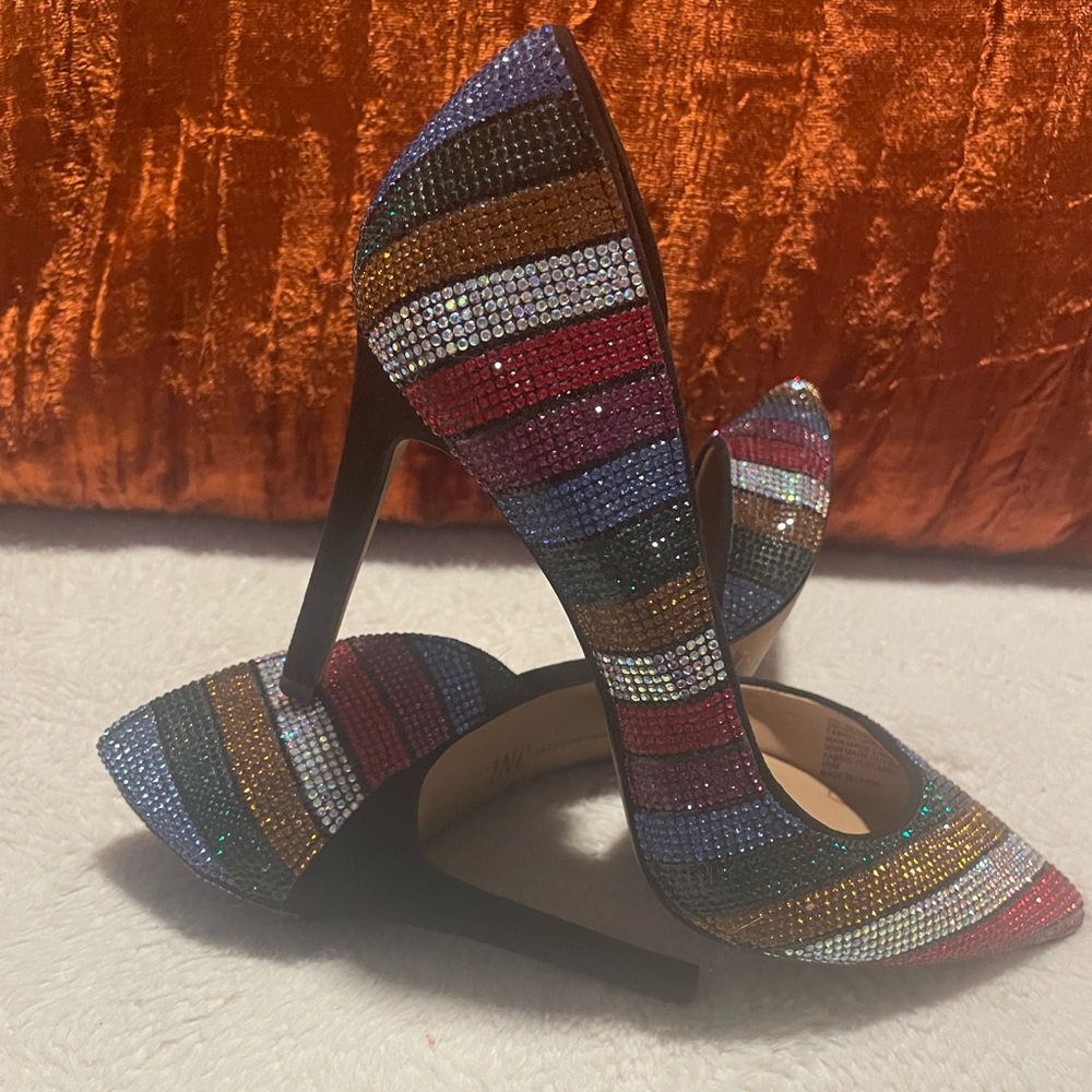 Multicolor Striped Women's Heels - Picture 1 of 7